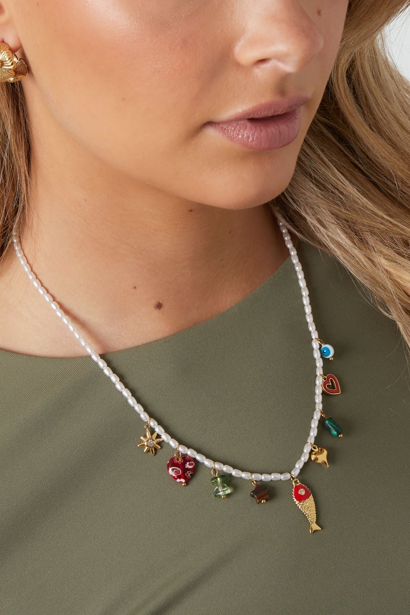 Roestvrijstalen kralenkettingen met vis, casual, vakantie/strand, romantische serie, damessieraden